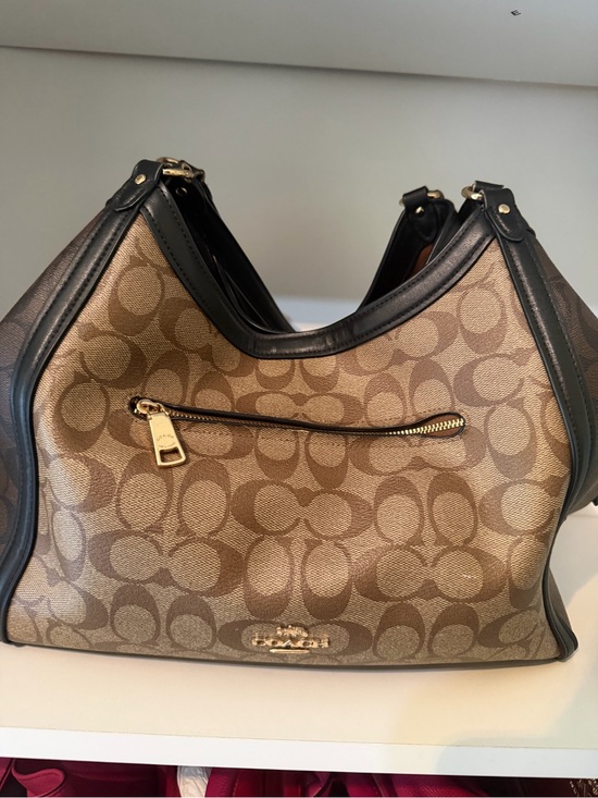 Coach Handbags - Coach Monogram Canvas Shoulder Bag in Brown and Black